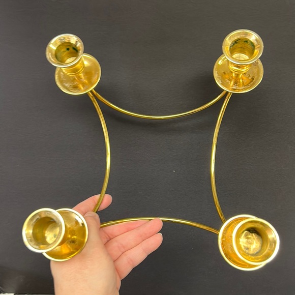 Vintage curved brass 4 way candle holder - Picture 3 of 5